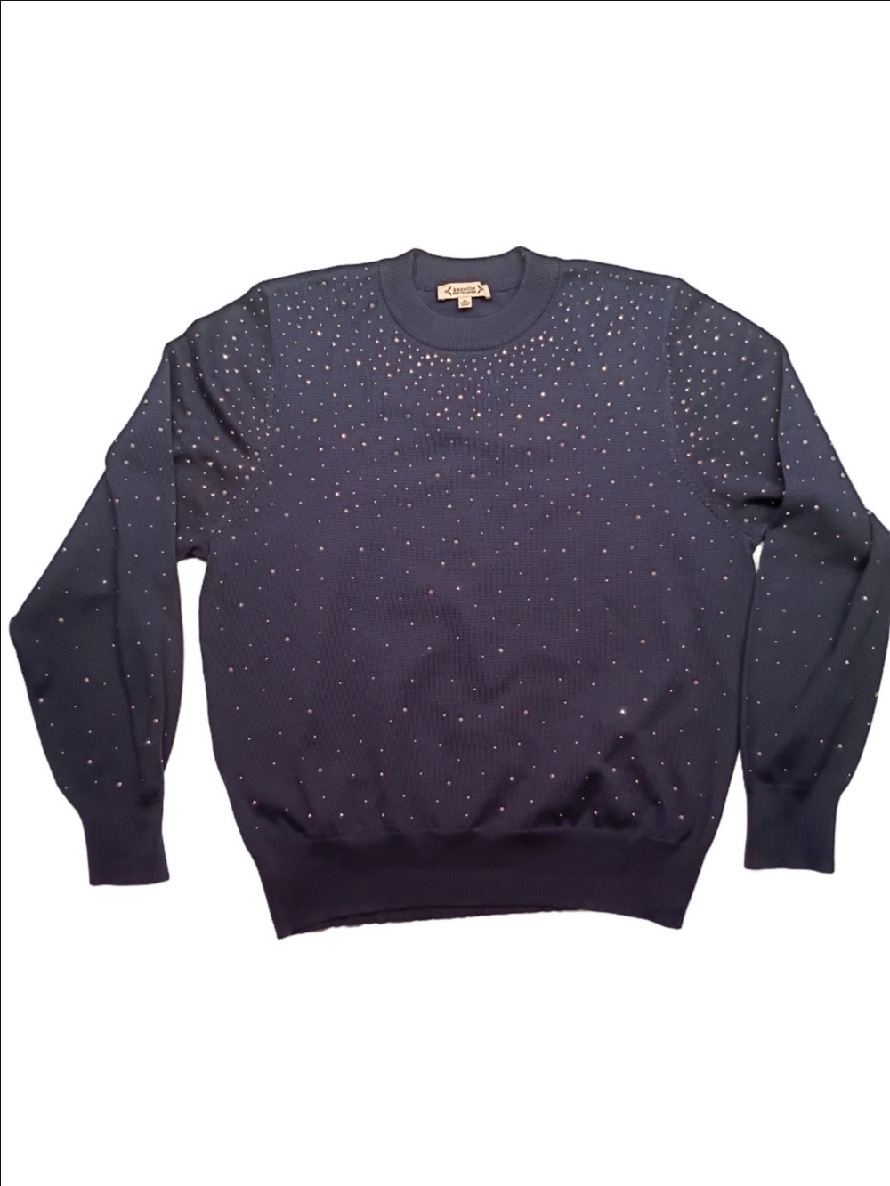 Nanette Lepore Blue Crewneck Sweater with Sparkle Studs XL - Picture 4 of 11